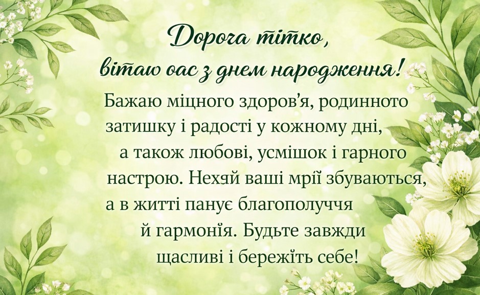 вітання тітки з днем народження картинка