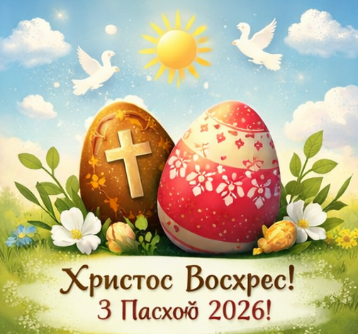 Листівка Христос воскрес з Пасхою 2026