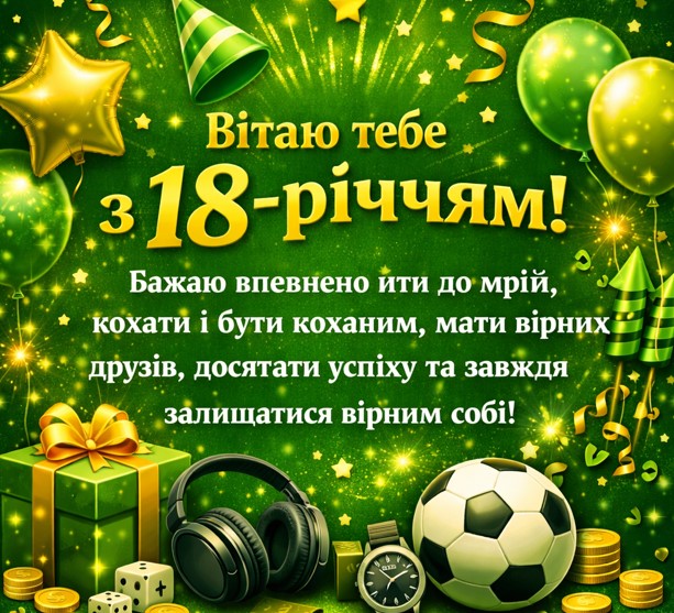 вітання хлопцю на 18 років листівка