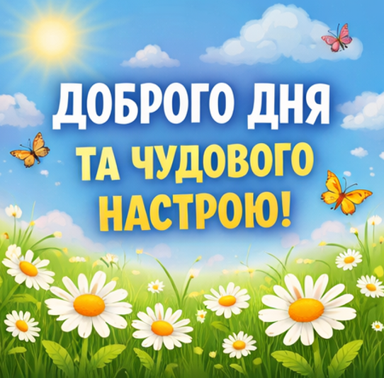 Листівка з побажанням доброго дня та чудового настрою