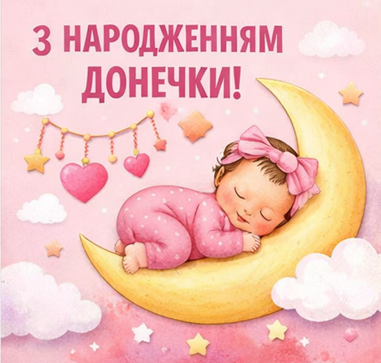 відкритка з народженням дівчинки