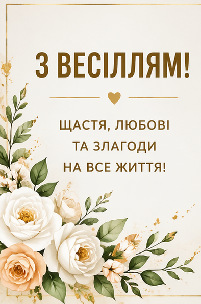 Листівка з весіллям