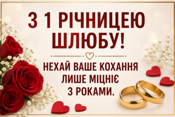Привітання з першою річницею весілля картинка