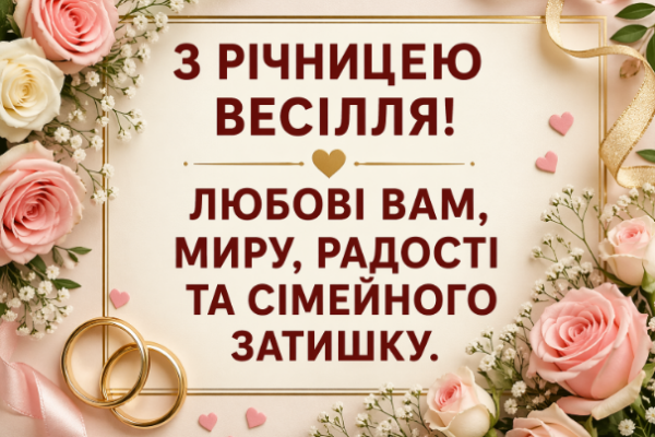 Гарні побажання на річницю весілля картинка