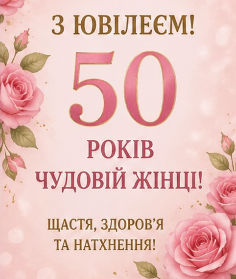 Листівка з ювілеєм 50 років жінці
