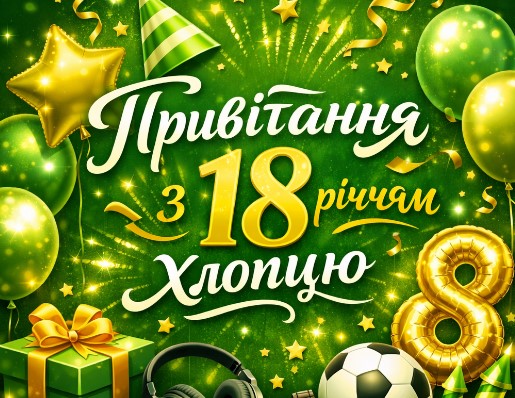 Привітання з 18 річчям хлопцю