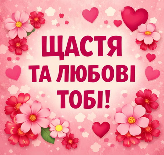 Листівка з побажанням щастя та любові тобі