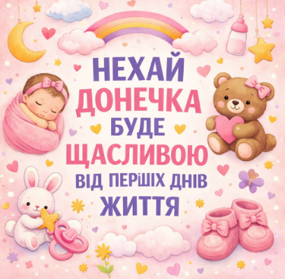 Привітання з народженням донечки картинка