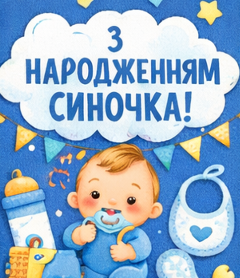 Листівки з народженням синочка