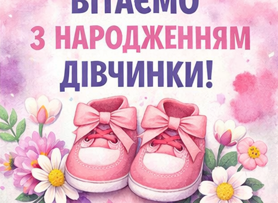 Листівка з народженням дівчинки