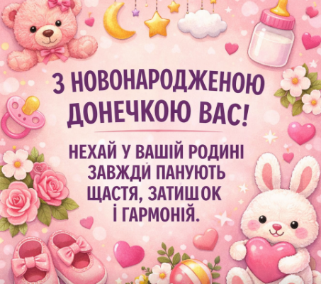 Вітання з новонародженою донечкою картинка