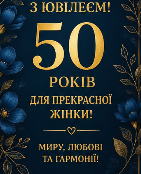 Листівка з ювілеєм 50 років жінці 2