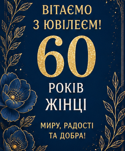 Листівка з ювілеєм 60 років жінці 2