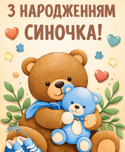 з народженням синочка листівка