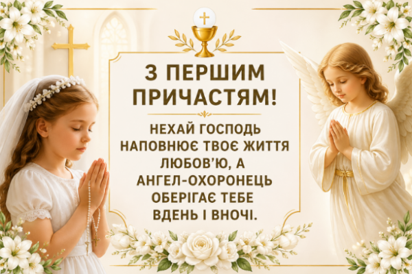 Вітання з першим причастям дівчинці