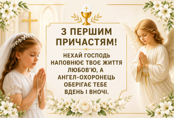 Вітання з першим причастям дівчинці