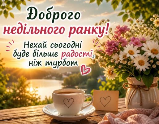 Привітання з недільним ранком картинка