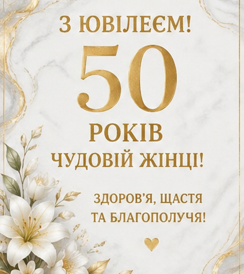 Листівка з ювілеєм 50 років жінці 5