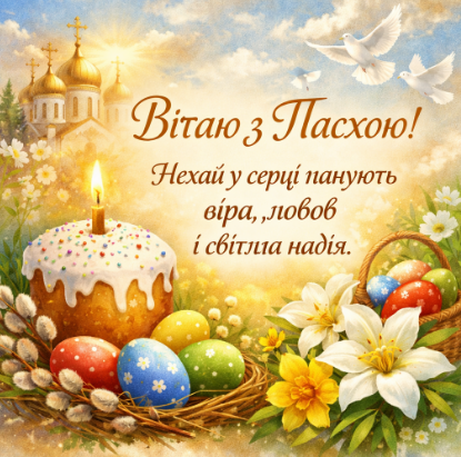 Коротке привітання з Пасхою картинка
