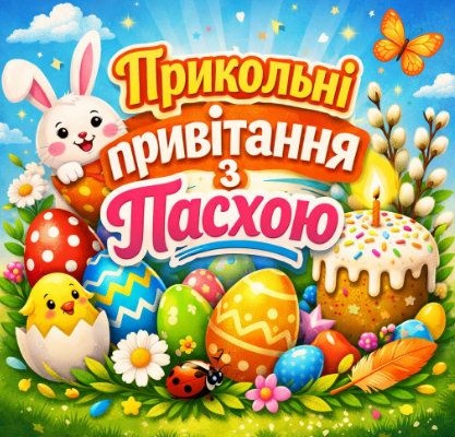 Прикольні привітання з Пасхою картинка