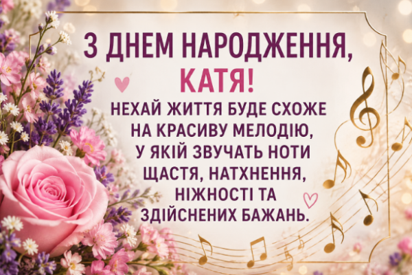 з днем народження катя картинка