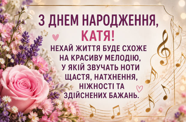 з днем народження катя картинка