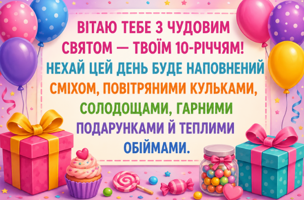 З днем народження 10 років дівчинці картинка