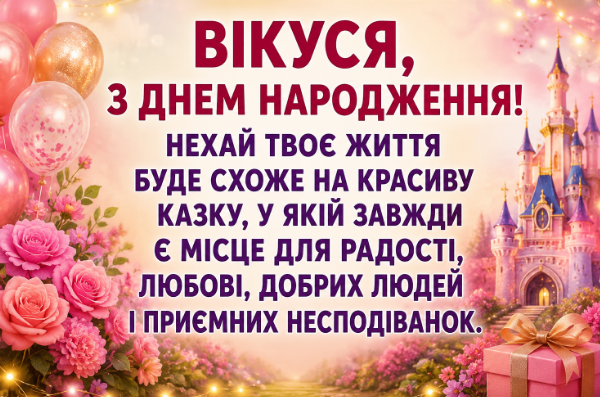 з днем народження вікуся листівка