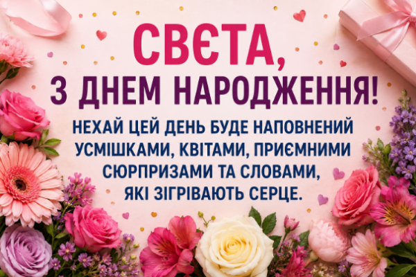 свєта з днем народження відкритка