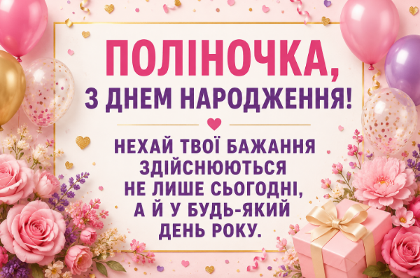 з днем народження поліночка відкритка