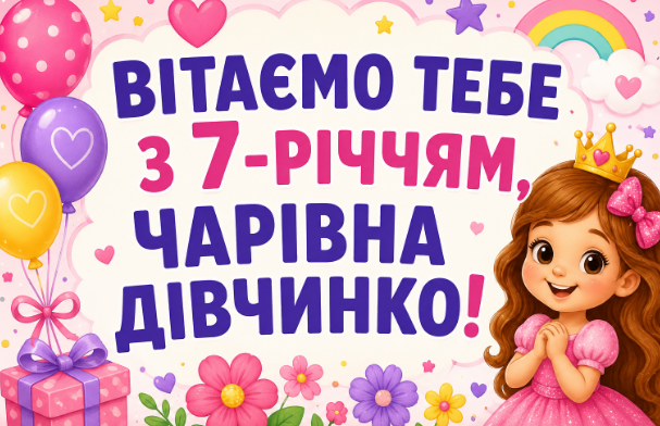 з днем народження 7 років дівчинці