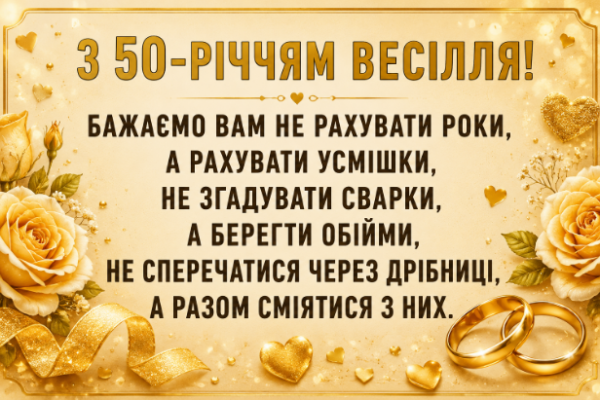 прикольні привітання з золотим весіллям картинка