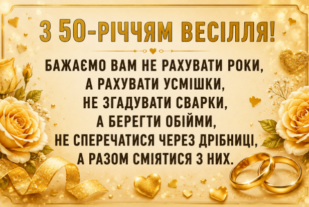 прикольні привітання з золотим весіллям картинка