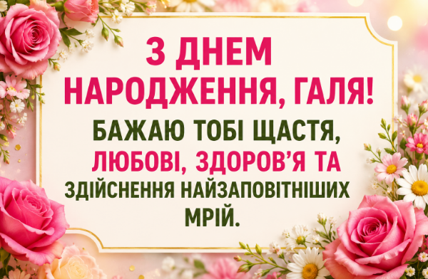 з днем народження галя українською відкритка