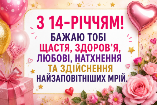 з днем народження дівчинці 14 років відкритка