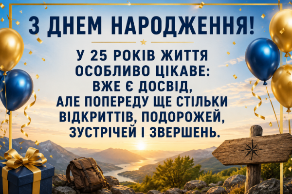 привітання з днем народження 25 років відкритка