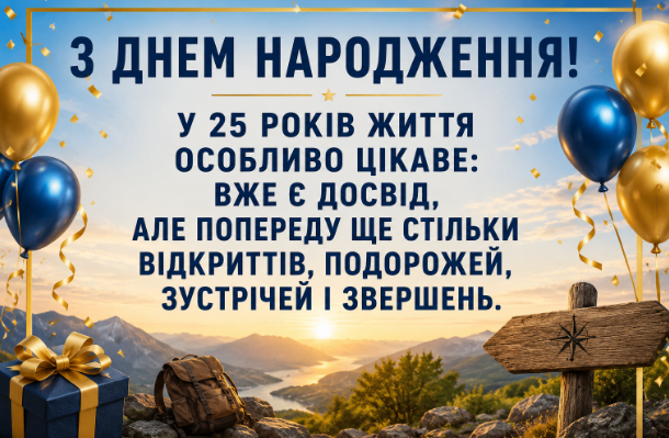 привітання з днем народження 25 років відкритка