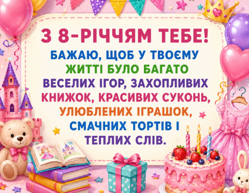 з днем народження дівчинці 8 років