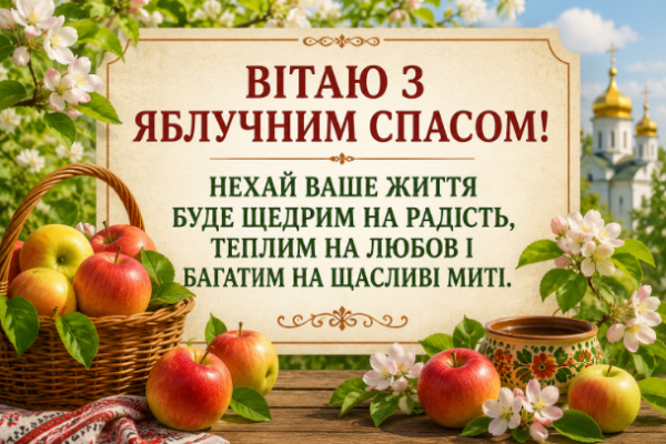 Привітання з Яблучним Спасом відкритка