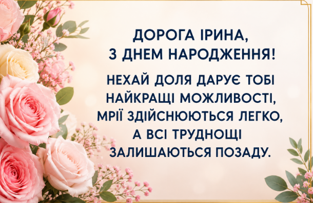 привітання з днем народження ірина відкритка